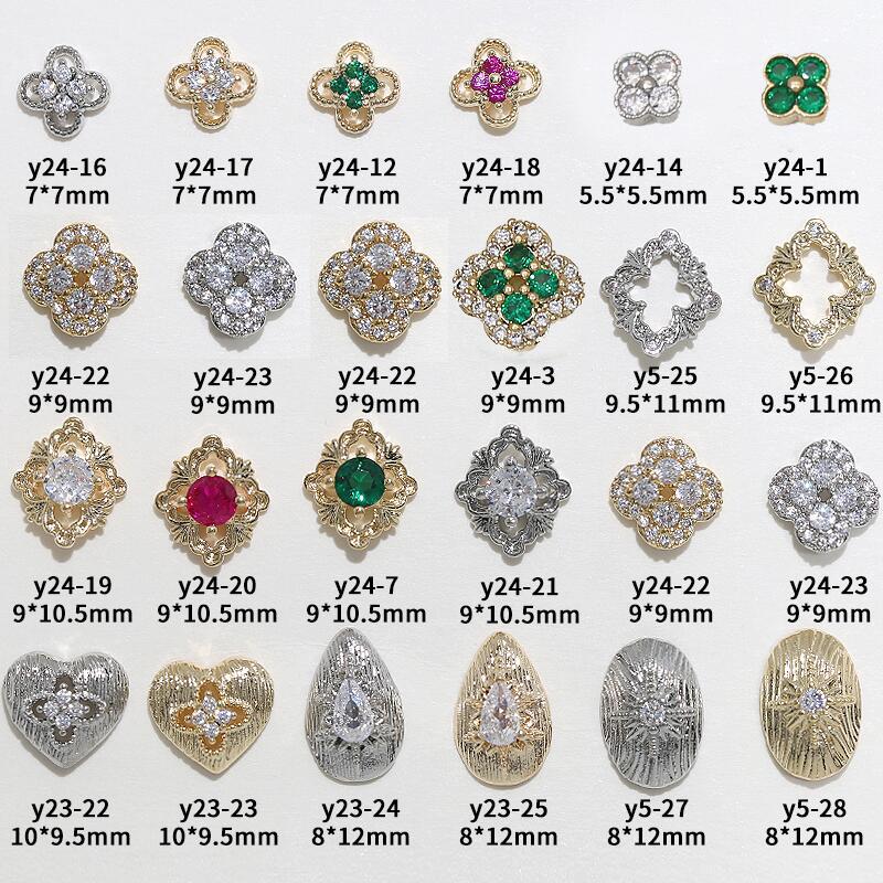 Internet Celebrity Explosions Retro Palace Style Nail Art Zircon Accessories Light Luxury Four-Leaf Clover Hollow Diamond Nail Jewelry - Image 2